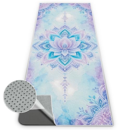 Yoga Towel,Ultra-Absorbent Yoga Mat Towel for Hot Yoga Towel Non Slip,Featuring Ultra-Stylish Prints,Ideal for Workouts,Hot Yoga, Bikram,Pilates Equipment,72 x 27 in, Blue Flowers - color: Blue Flowers