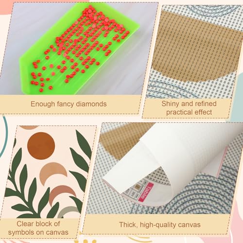 Yeaqee 4 Pcs Boho Diamond Art Kits for Adults Begginners Abstract DIY Painting Wall 5d Full Round Drill Diamond Gem Paintings Picture Arts Craft for Home Wall Art Decor 10" x 11.8'' - style: Boho
