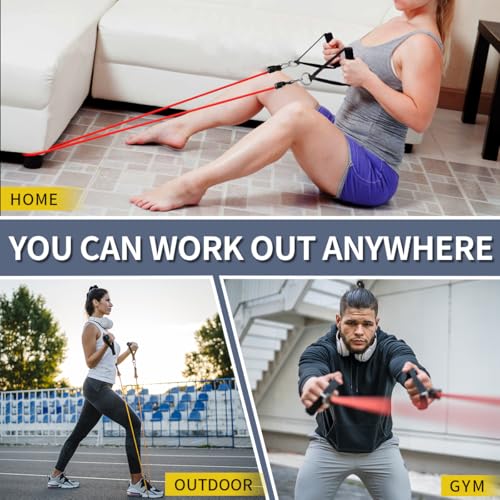 WHATAFIT Resistance Bands with Handles, 5-Level Exercise Bands for Workout - color: Chromatic