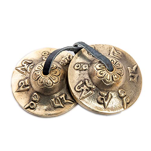 Tingsha Cymbals Bells - Easy To Play - Meditation Mindfulness Chime For Chakra Healing Spiritual Dharma Gifts Handcrafted Tibetan By Himalayan Bazaar (Ohm Mani) - color: Ohm Mani
