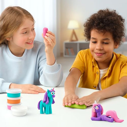 Hey Clay - Modelling Air-Dry Clay with Fun Interactive App - Lighty, Series Rainbow Unicorns, 3 cans - color: Lighty