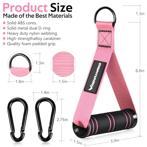RENRANRING Gym Exercise Handles, Replacement Handle Attachments for Cable Machine Pulleys, Resistance Band and Strength Trainer, Pull Down Workout Accessories, Home Gym Add On Equipment - color: Pink