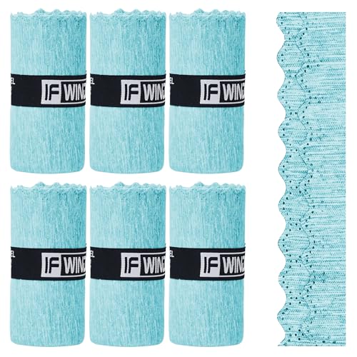 6 Pack Microfiber Gym Towels for Working Out - Fast Drying Sports Accessories, Men & Women (Blue - Lace Edge, 31" x 15.5") - color: Blue ( 6 Pack ) - Lace Edge