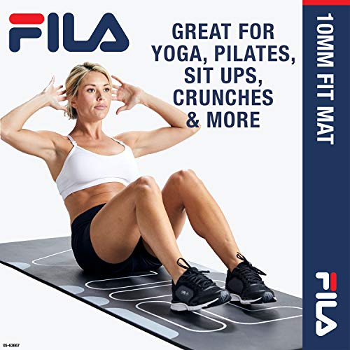 FILA Accessories Exercise Mat - Extra Thick Yoga Mat for Fitness & Floor Gym Workouts - Includes Carrier Strap, 72" L x 24" W