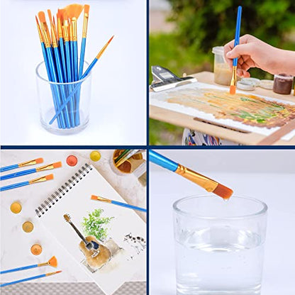 AROIC Acrylic Paint Brush Set, 100 Packs / 1500Pcs Nylon Hair Paint Brushes | All Purpose Oil Watercolor Face Body Rock Painting Artist, Small Painting Brush Kits for Kids Adult Drawing - size: 1500pcs