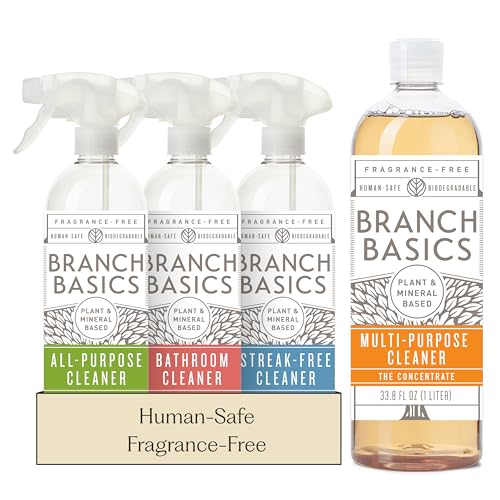 Branch Basics Cleaning Essentials Kit: All Purpose, Glass, Bathroom Cleaner - style: Plastic Spray Bottles