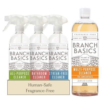 Branch Basics Cleaning Essentials Kit: All Purpose, Glass, Bathroom Cleaner - style: Plastic Spray Bottles