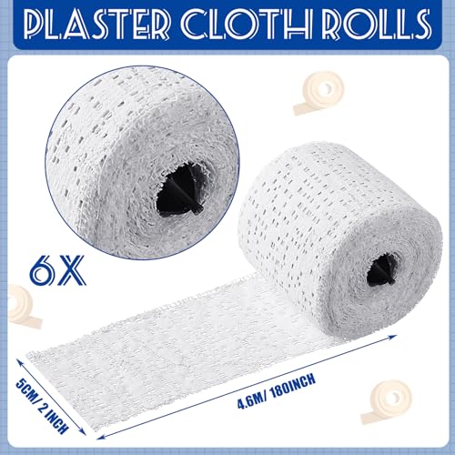 Heentan 6 Rolls Plaster Bandages Strips for Belly Cast Art,2 X 180 Inches | Fast Setting Plaster Gauze for Mask Making, Sculpture Molds, DIY Crafts, Pregnancy Belly Casting, Scenery Art Projects - size: 2 x 180 Inch