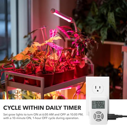 BN-LINK Digital Outlet Timer with Interval Repeat Cycle Indoor,24 Hour Programmable Outlet Timers for Electrical Outlet, Energy Saving 3 Prong Plug-in Outlet with Countdown On/Off,125V/15A/1875W - color: 24 Hour, Single Outlet, 1-pack