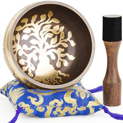 Hihealer Singing Bowl, Authentic Tibetan Sound Bowl for Yoga - color: Blue
