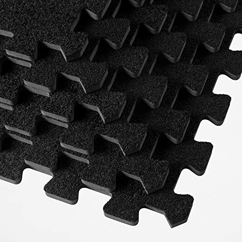 We Sell Mats 3/8 Inch Thick Interlocking Foam Carpet Tiles Durable Carpet Squares Anti Fatigue Support for Home Office or Classroom Use - color: Black, style: 100 Square Feet (25 Tiles)