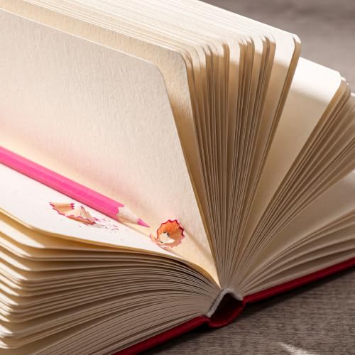 Hardcover Pocket Sketchbook, 5" × 5", 80 Sheets Small Sketch Book, Red | 160gsm Acid-Free Paper, Elastic Closure, Ribbon Bookmark, Compact Travel Size for Sketching & Journaling - color: Red