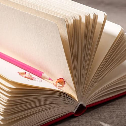 Hardcover Pocket Sketchbook, 5" × 5", 80 Sheets Small Sketch Book, Red | 160gsm Acid-Free Paper, Elastic Closure, Ribbon Bookmark, Compact Travel Size for Sketching & Journaling - color: Red
