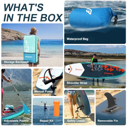 FBSPORT 11' Premium Stand Up Paddle Board, Yoga Board with SUP Accessories & Carry Bag | Wide Stance, Surf Control, Non-Slip Deck, Leash, Paddle and Pump for Youth & Adult - color: Dark Green