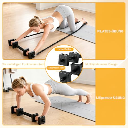10-in-1 Pilates Bar Kit Works as Ab Rollers, Power Twister and Dumbbells