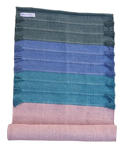 Jaipur art & Rugs Cotton Yoga Mat - Eco-Friendly Hand-Woven Rug - Non Slip & Thick (24”x72”x5mm) for Everyday Fitness at Home - Comfortable Extra-Long - color: Multi 4