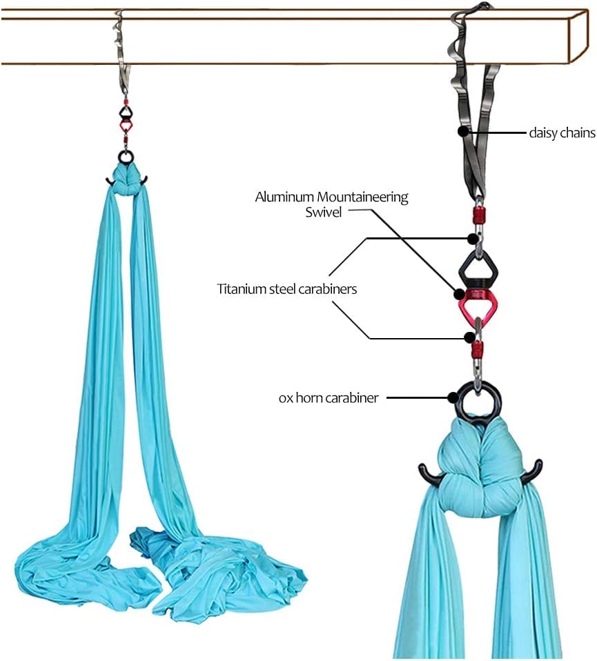 Deluxe Aerial Silks Equipment Set - 11 Yards Aerial Yoga Hammock Swing for Acrobatic, Circus Arts, Dance (L:10m W:2.8m) - color: Orange