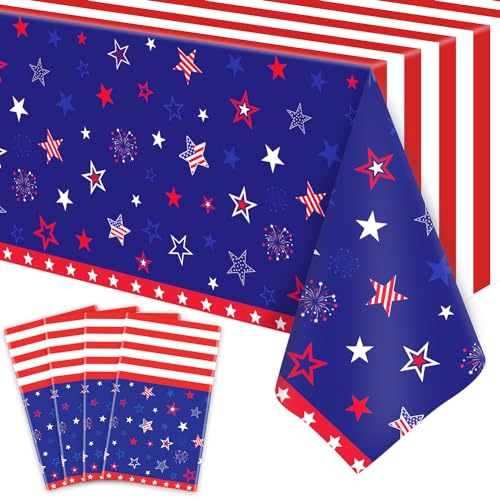4 Pack Patriotic Tablecloth 4th of July Tablecloth Patriotic Decorations American Flag Party Table Cloth Patriotic Themed Party Supplies Memorial Party Decorations 86 x 51 in - color: Amercian Flag