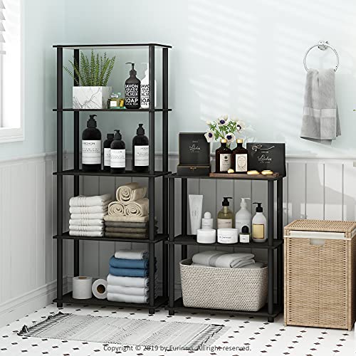 Furinno TURN-N-TUBE Storage Shelves, 3-Tier Book Shelf, Corner Shelf, Toolless Open Shelves, for Organization and Storage, Living Room, Garage, Home Office, Espresso - color: Espresso, size: 3-Tier Round Tube