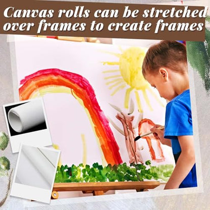 Kinlop 36 Inch x 10 Feet Double Primed Cotton Canvas White Canvas Roll for Oil and Acrylic Paint - color: White, size: 36 Inch X 10 Feet