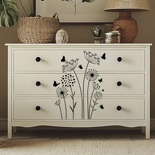 Large Flower Stencils for Painting,8 Pcs Reusable Dandelion Stencils for Painting on Wood Fence Walls Fabric Glass (Dandelion) - color: Dandelion(8Pcs)