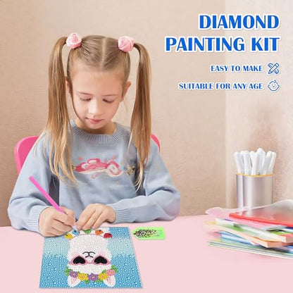 Leixonl Diamond Art Kits for Kids with Framed (7 in) Cartoon Animals DIY Gem Art Painting - Arts & Crafts Gifts for Beginners & Teens (1p-6-in-Alpaca) - color: Alpaca