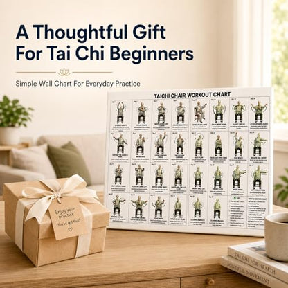 dzbBest Tai Chi Chair Workout Chart Canvas Wall Art, Gallery Wrapped, 16x24 | 29-Day Seated Exercise Guide • Solid Inner Wood Frame • Clear Step-by-Step Layout • Clean Frameless Edge Profile - color: Framed, size: 24"L x 16"W