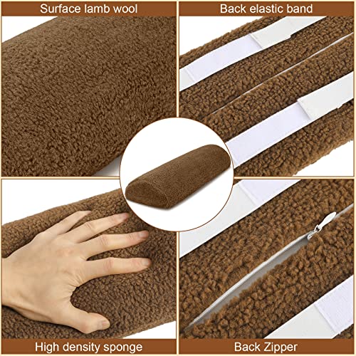 Sintuff Recliner Leg Rest Cushion Sofa Footrest Pillow with Cover Half Moon Bolster Pillow Under Knee Pillow for Sleeping On Back Alleviating Pain, 19.7 x 8 x 3.5 Inch (Brown) - color: Brown