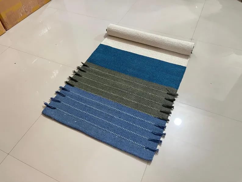 Payal Rugs Cotton Yoga Mat - Eco-Friendly Hand-Woven Rug - Non Slip & Thick (24”x72”x5mm) for Yoga Everyday Fitness at Home - Comfortable Extra-Long - color: Multicolor