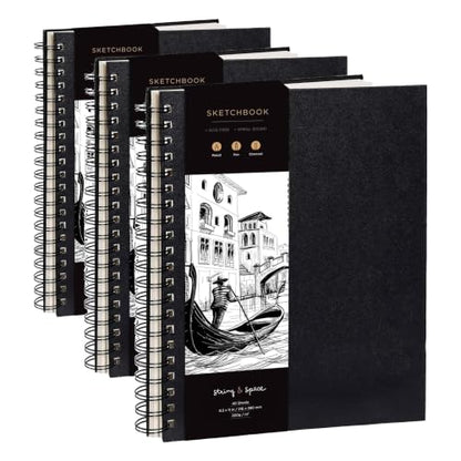 Artist’s Sketchbook Hardcover – 200GSM Very Thick Paper – Large, Spiral Sketch Book for Drawing and Mixed Media – Sketch Pad, Art Book - 8.25 x 11.4, 40 Sheets / 80 Pages (Pack of 3) - size: 8.25 x 11.4 inches (Pack of 3)