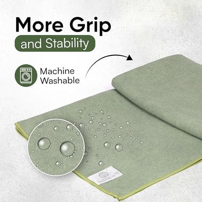 Yoga Mat Towel - Double Sided Microfiber Yoga Towel - Sweat Absorbent Non Slip Hot Yoga Towel - Lightweight, Quick Drying Pilates Mat Towel - 73" x 26", Sage
