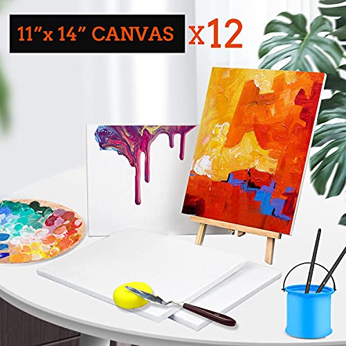 12 Pack Canvases for Painting with 11x14, Painting Canvas for Oil & Acrylic Paint. - size: 11x14in-12Pack