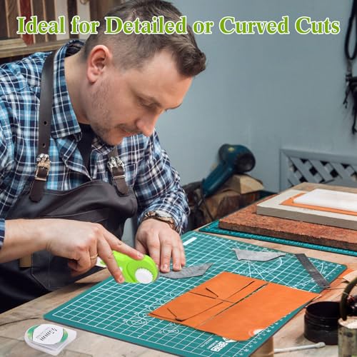 Chunful 5 Pcs Rotary Cutter Set 2 Pcs A4 Self Healing Cutting Mat & 45mm Fabric Cutter Wheel with 2 Blades 9 x 12 Inch Sewing Cutting Mats for Crafts Quilting Patch Working Hobby