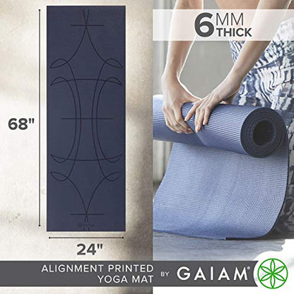 Gaiam Premium Yoga Mat, 6mm Thick Print Mat - color: Alignment Print (Ink)
