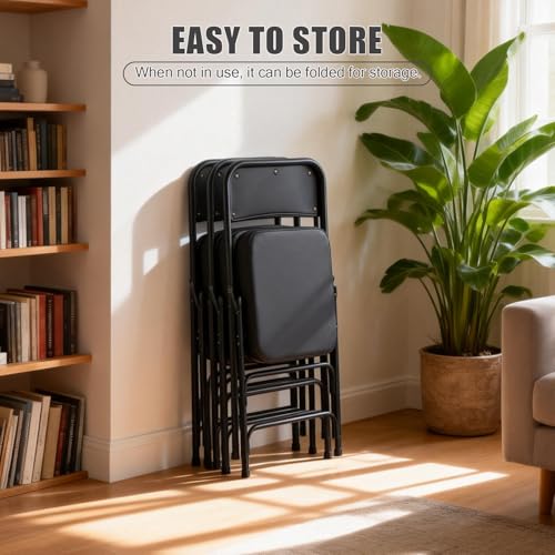 Padded Folding Chairs with Thick Cushion, 2 Pack Black - color: Black 2 Pack