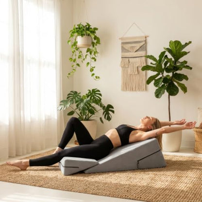 Avana Micro-Velvet Slant Combo 12” & 7” Height - Firm Density Bed Wedge Set for Back and Knee Support