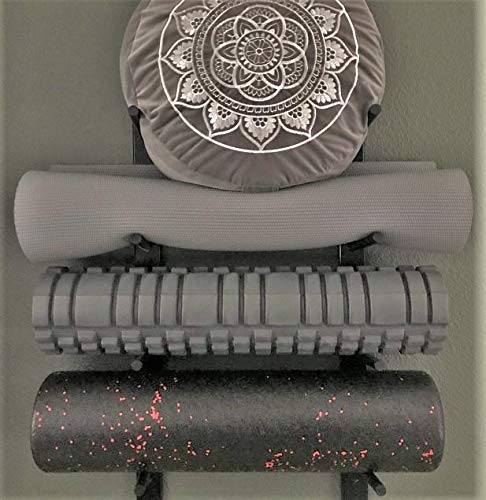 Sportify Classy Wood Foam Roller & Yoga Mat Storage Rack. Holds 4, 8, 12 etc. Sold by The Pairs and no. of Pairs You get Determines no. of mats/Rollers You Hold. Easy Wall Mount & Hardware. Black.