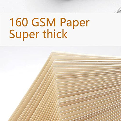 Retro Spiral Sketchbook Linen Hardcover 120 Pages 160GSM Thick Refillable Loose Leaf Notebook for Art Drawing Stationery School Supplies (Large)