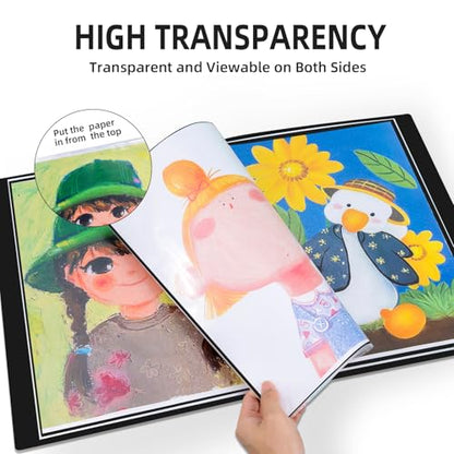Large 18"x24" Art Portfolio Heavy Duty Binder with Plastic Sleeves, Portfolio Folder with 30 Clear Sheet Protectors, Display 60 Pages, Poster Binder， (large（18x24）) - size: large（18x24in）
