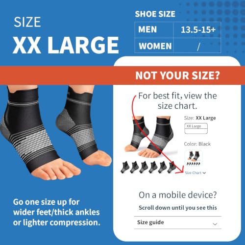 PAPLUS 6 Pairs Plantar Fasciitis Socks, Compression Socks with Arch Support - color: Black(6 Pairs), size: XX-Large (6 Pair)