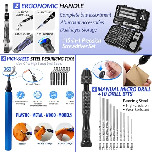 262 Pcs 3D Printer Tool Set w/Bag, Nozzle Kit & Mini Electric Grinder | Basic Model Tools. Removal, Trimming, Finishing. Full-Process Needs. Multi-Spec Cleaning Kit