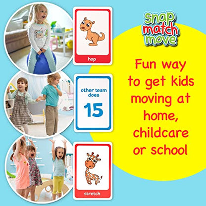 Animal Movement Cards for Kids, Active Games, 20 Animals, 52 Cards | Snap, Matching & Go Fish Game Modes, Gross Motor Activity, Indoor Outdoor, Classroom PE Homeschool, Toddler Exercise Cards - style: Animal Movement Cards