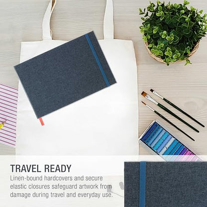 U.S. Art Supply 5.5" x 8.5" Watercolor Book (2 Pack, 76 Sheets Each) - 110lb (230 GSM) Linen-Bound Hardcover Artist Paper Pads - Acid-Free Cold-Pressed Watercolor Paper Pad Mixed Media - size: 5.5-x-8.5-inch