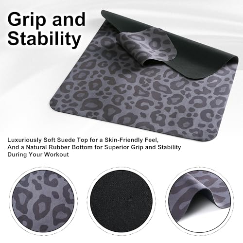Pilates Reformer Mat-Fits Aeropilates, Allegro, Balanced Body, Merrithew Machines – Clean and Non Slip - color: Black Leopard Print