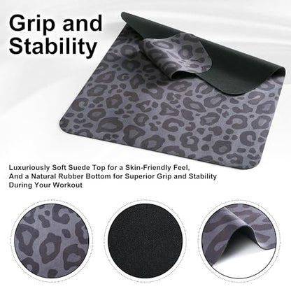 Pilates Reformer Mat-Fits Aeropilates, Allegro, Balanced Body, Merrithew Machines – Clean and Non Slip - color: Black Leopard Print