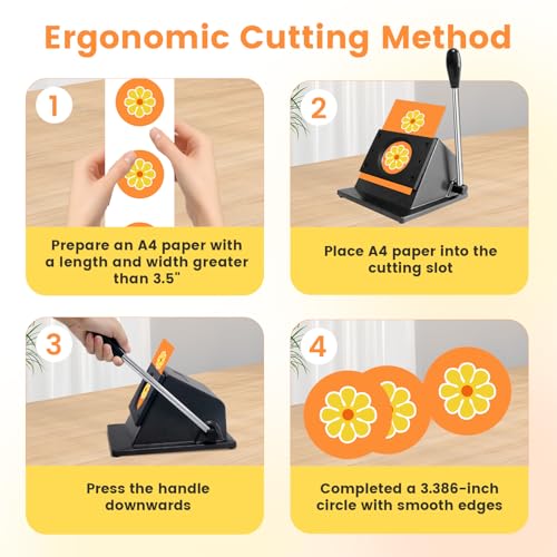 3"/75mm Button Paper Cutter, 3.386"/86mm Diameter Circle Cuter, 3.386" Circle Punch,Graphic Punch, 86mmDie Cutter Round Paper Cutter for Making 3"/75mm Buttons Making（3.386" Cutting Diameter）