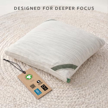 Avocado Organic Yoga Meditation Pillow, GOTS Certified Organic Cotton Cover, Natural Buckwheat Fill - size: Square Meditation