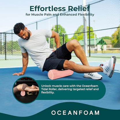 Oceanfoam Tidal Roller - Blush - Muscle Massage Foam Roller for Back Pain & Stretching - Firm and Ergonomic Wide Wave Textured - Yoga, Athletics, & Wellness - Full Size, 20" x 5" - color: Blush