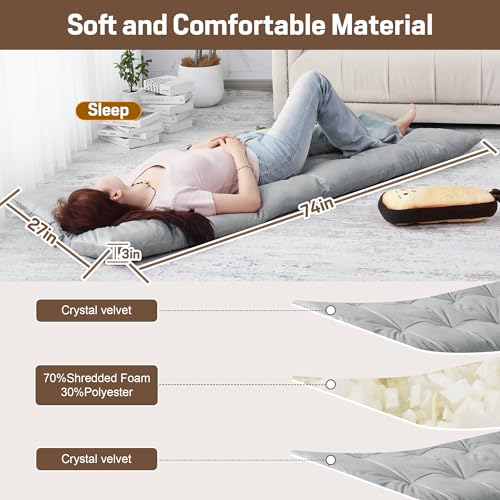 BALAPET Floor Lounger Pillow,Foldable Light Thick Tufted Floor Pillow Cushion with Elasticized Webbing for Easy Storage Floor Lounger for Meditation, Playing, Yoga, Reading, Sleeping(Light Gray) - color: Light Gray