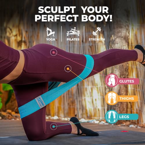 HABBY Sport Fabric Resistance Bands Set of 4 - Non-Slip Thick Fabric Booty Workout Loop Bands for Legs, Glutes, Home Gym, Physical Therapy, Strength Training - Unisex - FLEXUNO